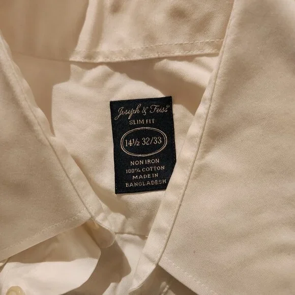 Men's style Joseph & Feiss white button up shirt size 14.5  32/33 - Picture 2 of 4